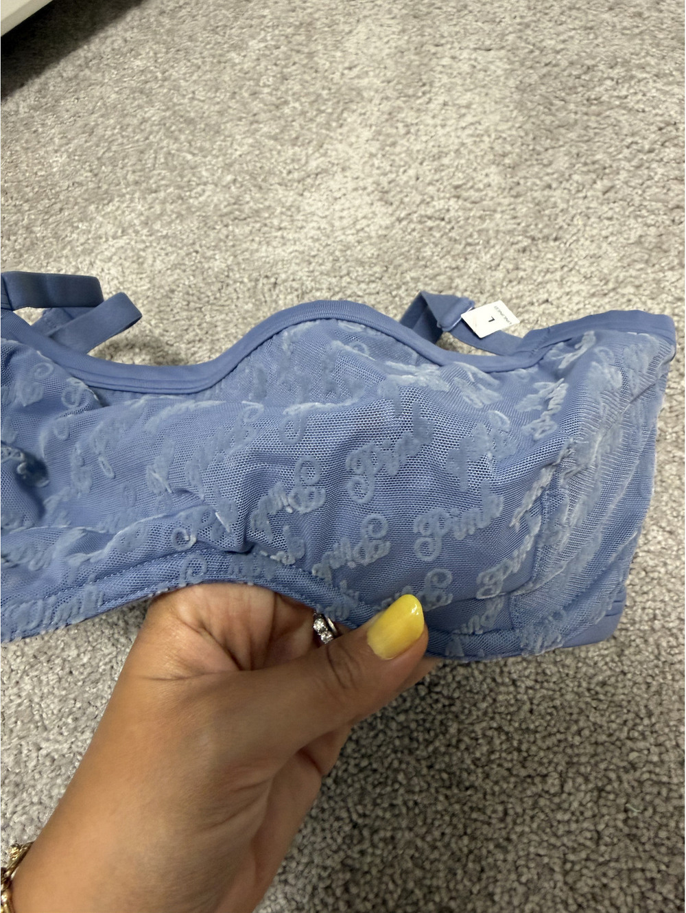 Pink Victoria's Secret Wink Unlined Scoop Bra in blue Bubble Embossed Size L